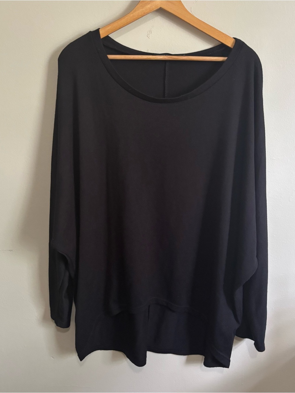 Zanzea 2X Black Oversized Dolman Long Sleeve High Low Tunic Sweater